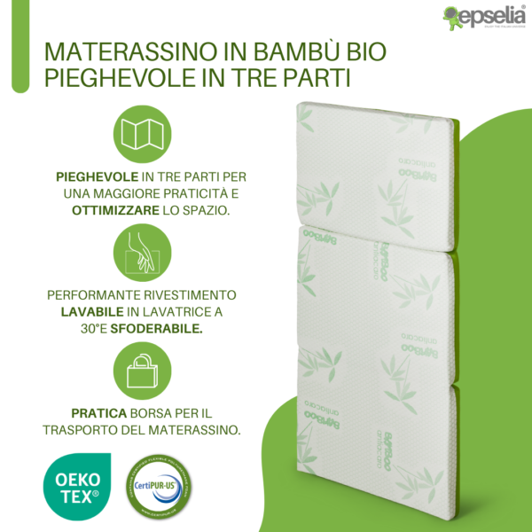 Materassino Tre Pezzi Bambù Bio - immagine 2